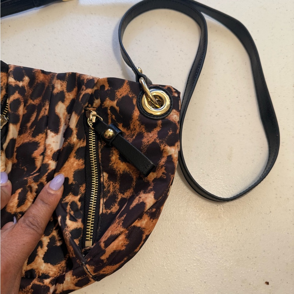 Vince Camuto Brown and Black Crossbody Bag with Leopard Print - Picture 2 of 4